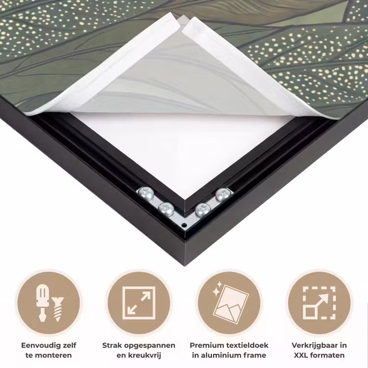 Bladeren - Patroon - Gestippeld - Natuur - Groen Textielframe zwart klein -USP_feed_closeupNL