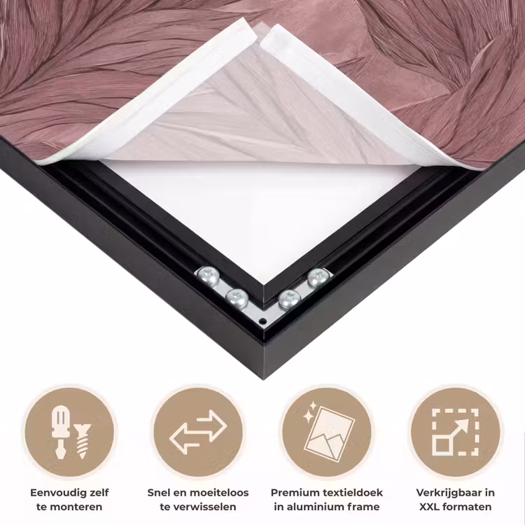 Bladeren - Patroon - Paars Textielframe zwart klein 947 -USP_closeupNL