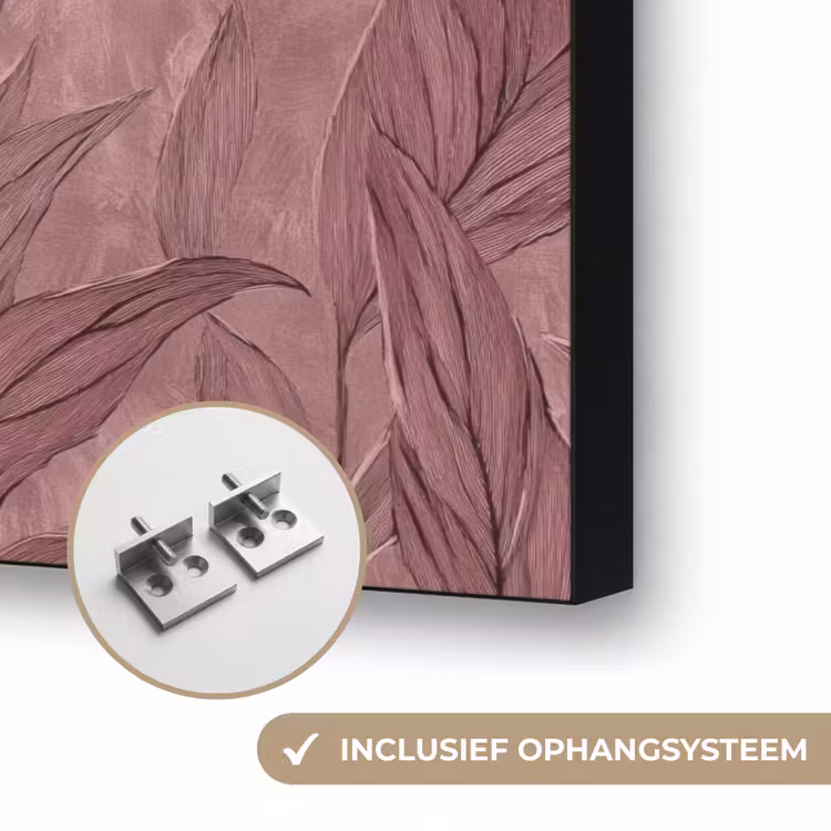 Bladeren - Patroon - Paars Textielframe zwart klein 947 -USP_ophangsysteemNL