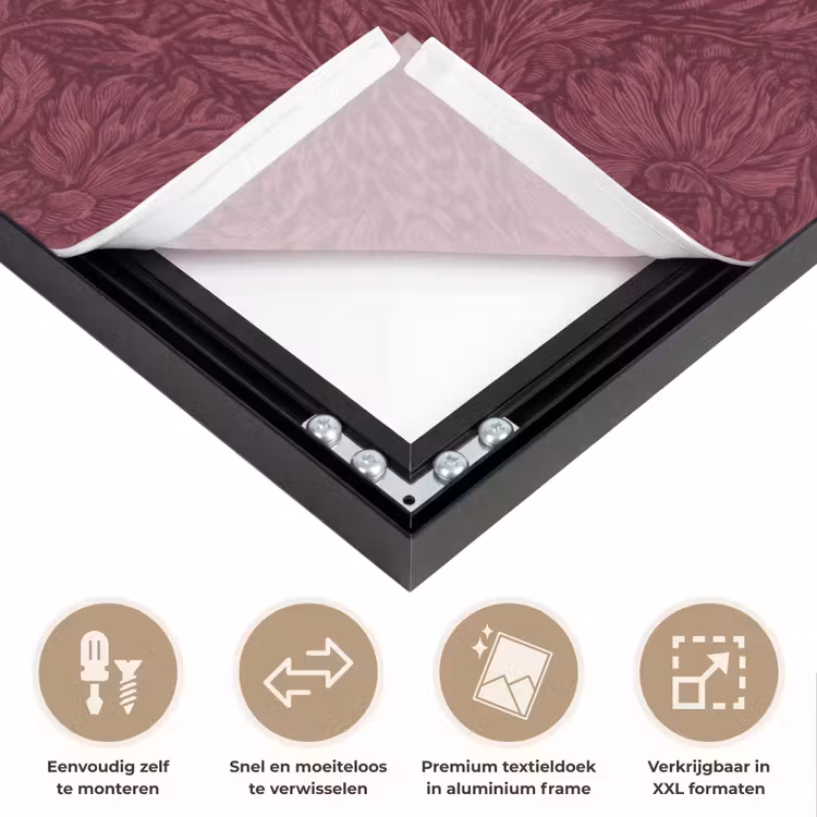 Bladeren - Patroon - Paars Textielframe zwart klein 947 -USP_closeupNL