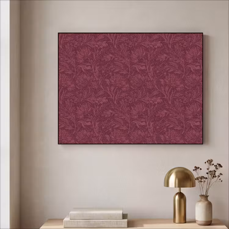 Bladeren - Patroon - Paars Textielframe zwart klein 947 -sfeer2