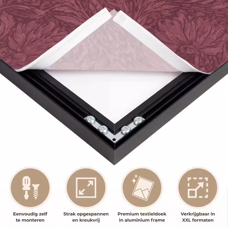 Bladeren - Patroon - Paars Textielframe zwart klein 947 -USP_feed_closeupNL