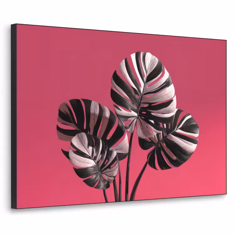 Bladeren - Rond - Roze Textielframe - compleet frame klein -3d