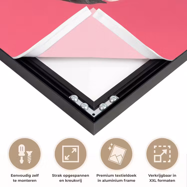 Bladeren - Rond - Roze Textielframe zwart klein -USP_feed_closeupNL