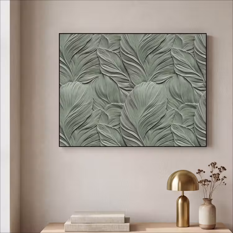 Bladeren - Textuur - Groen Textielframe zwart klein 947 -sfeer2