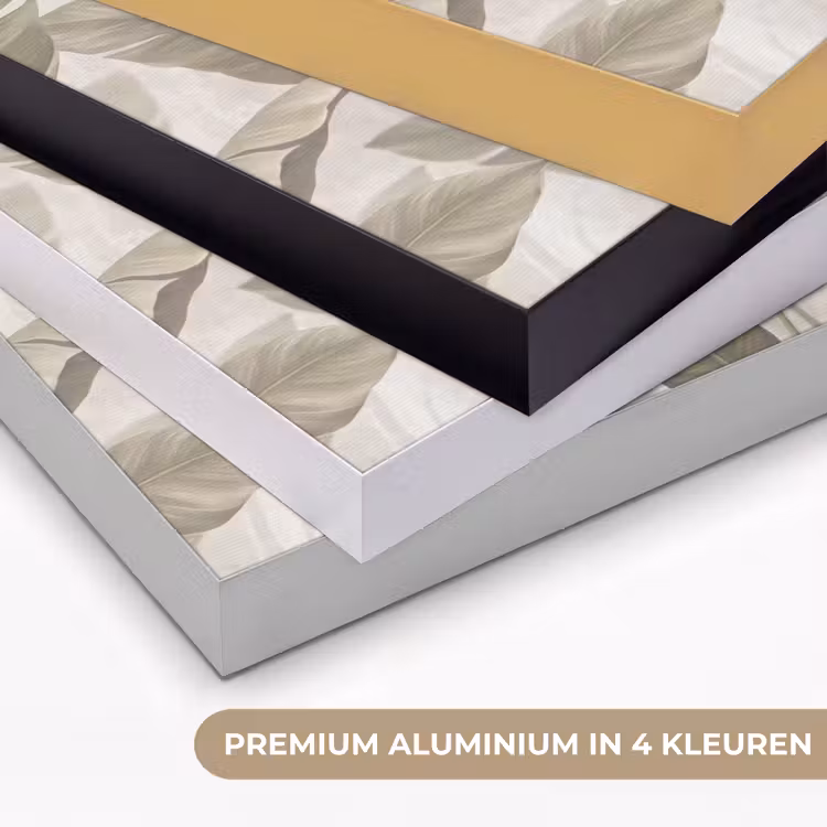 Bladeren - Tropisch - Natuur - Abstract - Beige Textielframe zwart klein -USP_kleurenNL