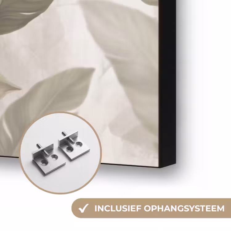 Bladeren - Tropisch - Natuur - Abstract - Beige Textielframe zwart klein -USP_ophangsysteemNL