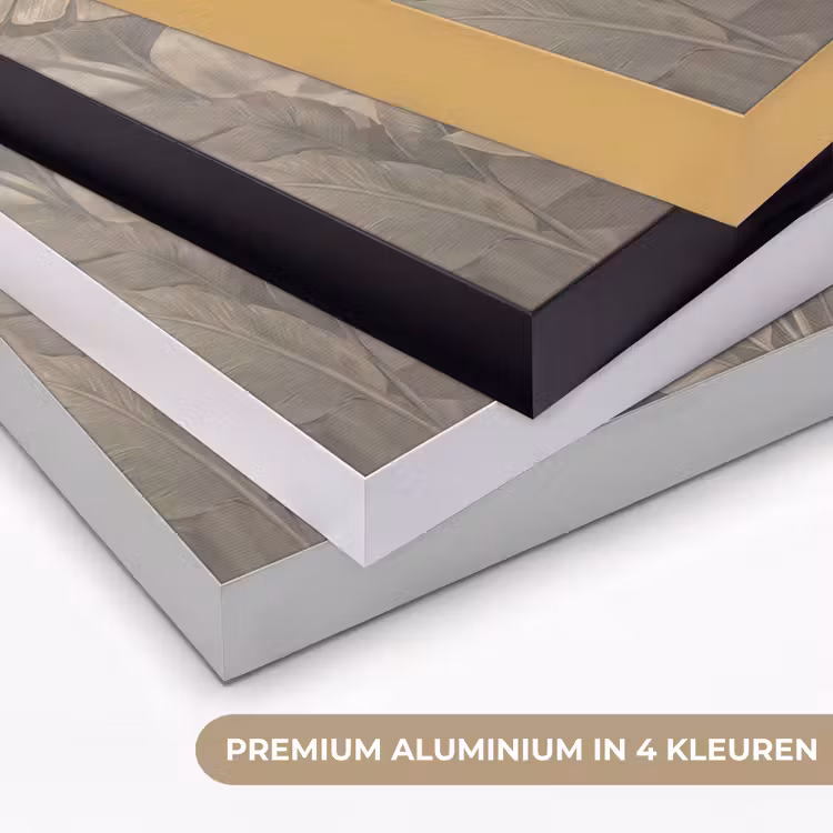 Bladeren - Tropisch - Natuur - Modern - Beige Textielframe zwart klein -USP_kleurenNL