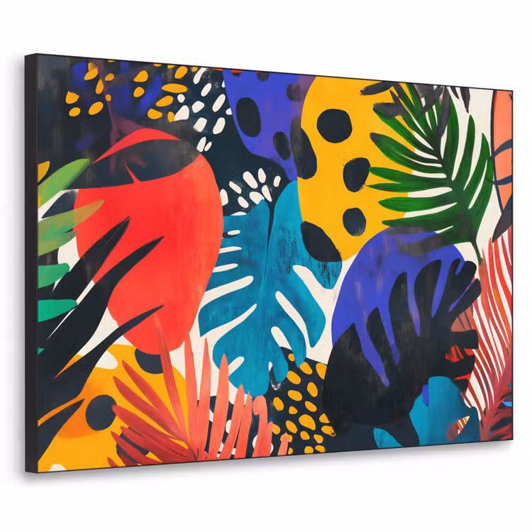 Bladeren - Vormen - Abstract - Kleurrijk Textielframe zwart klein -3d