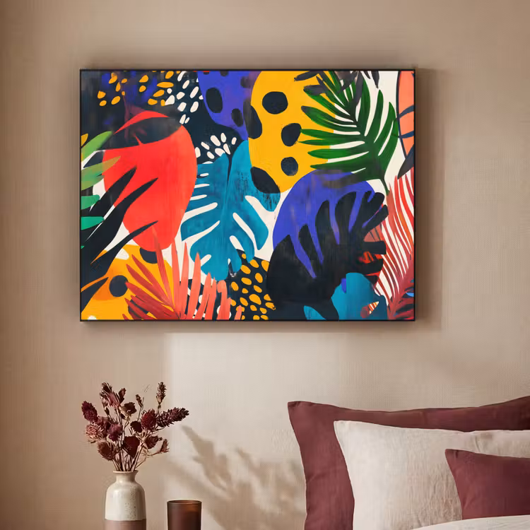 Bladeren - Vormen - Abstract - Kleurrijk Textielframe - compleet frame klein -sfeer1
