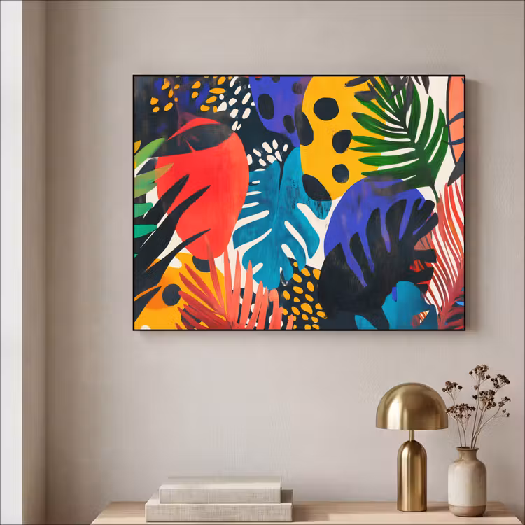 Bladeren - Vormen - Abstract - Kleurrijk Textielframe - compleet frame klein -sfeer2