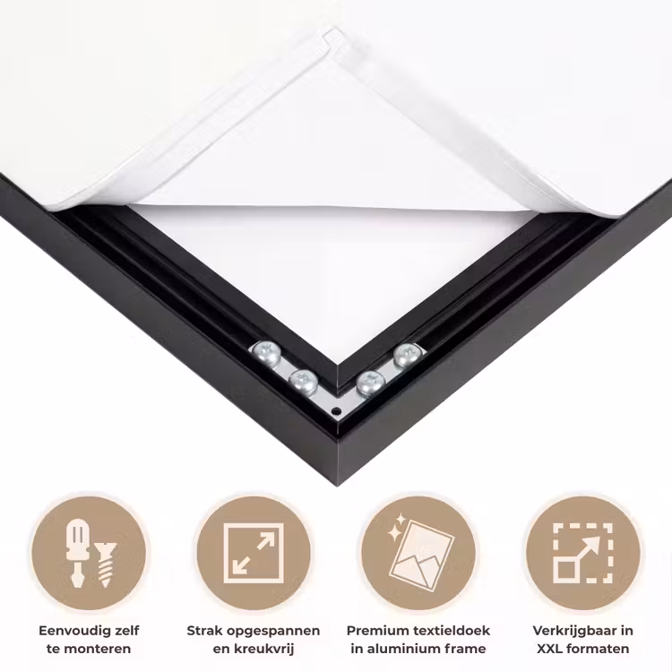 Bladeren - Zwart - Lotusbloem - Minimalitisch Textielframe zwart klein -USP_feed_closeupNL