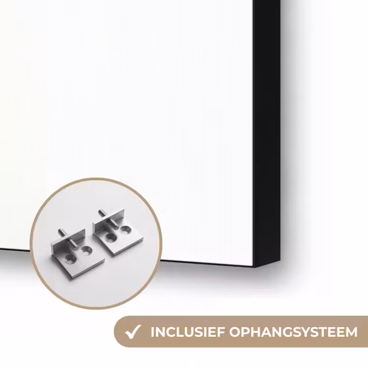 Bladeren - Zwart - Lotusbloem - Minimalitisch Textielframe zwart klein -USP_ophangsysteemNL