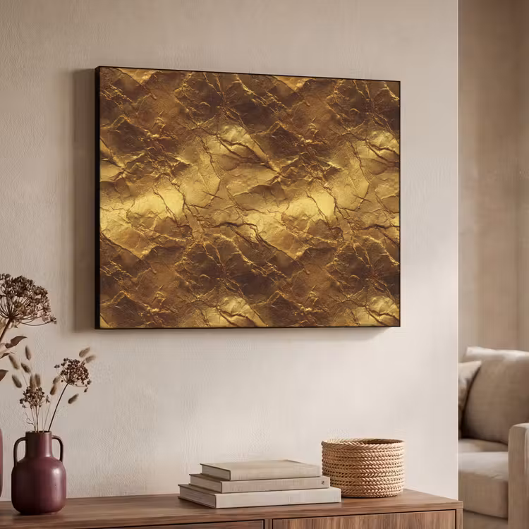 Bladgoud - Textuur  - Goud Textielframe zwart klein 947 -sfeer3