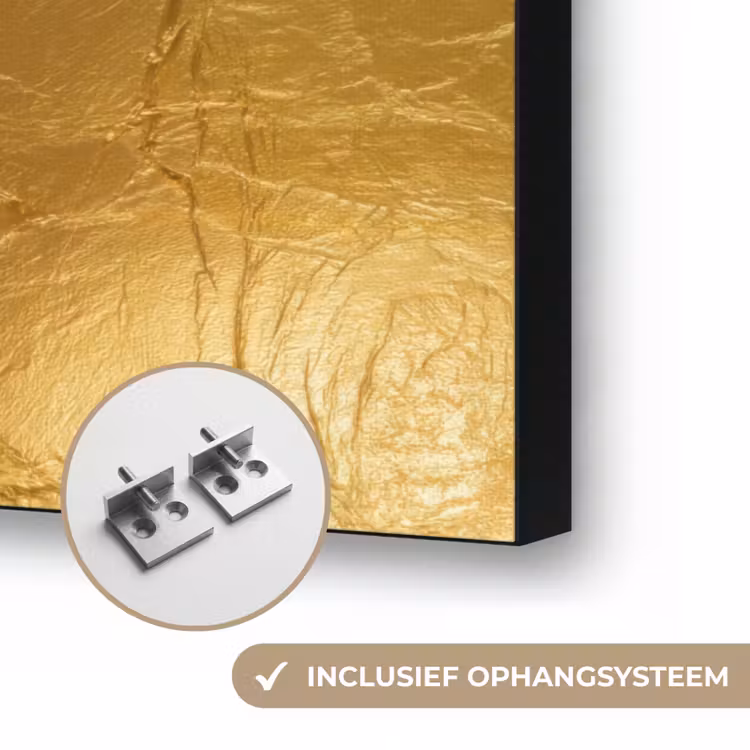 Bladgoud - Vintage - Textuur - Warm Goud Textielframe zwart klein 947 -USP_ophangsysteemNL