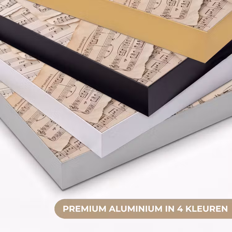 Bladmuziek - Oud - Noten - Vintage - Beige Textielframe zwart klein -USP_kleurenNL