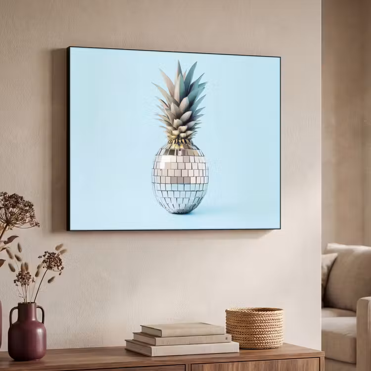 Blauw - Ananas - Disco - Discobal Textielframe zwart klein -sfeer3