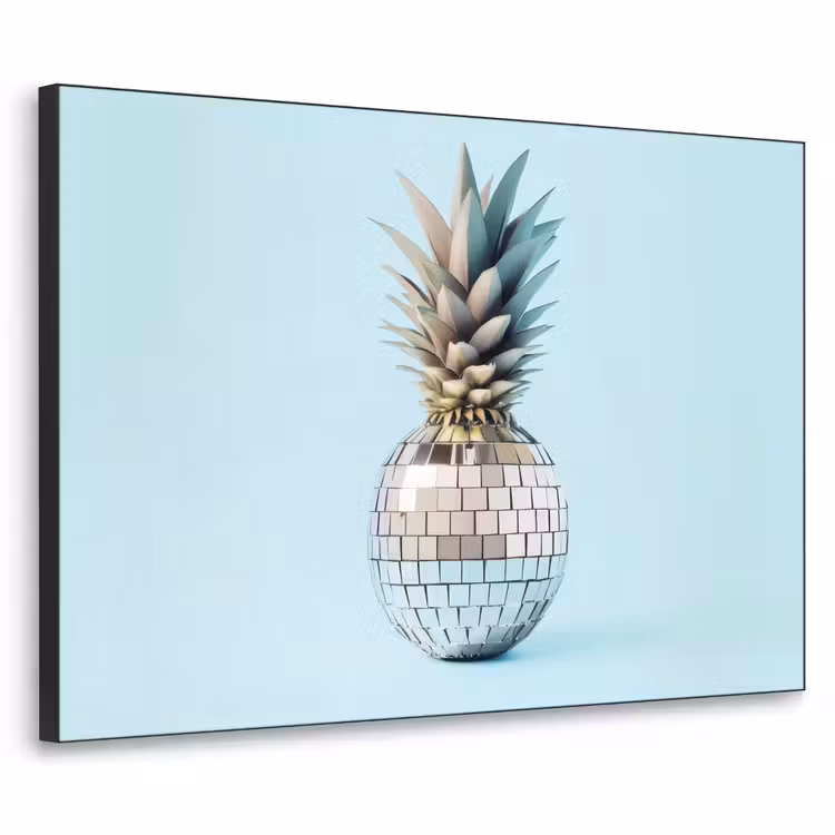 Blauw - Ananas - Disco - Discobal Textielframe zwart klein -3d