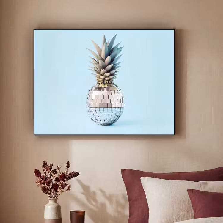 Blauw - Ananas - Disco - Discobal Textielframe - compleet frame klein -sfeer1