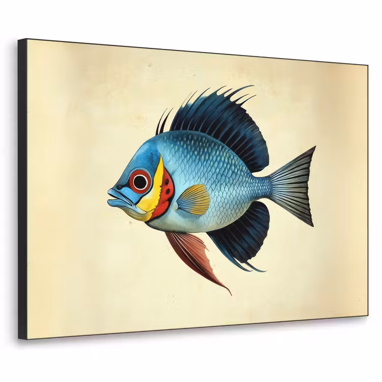 Blauw - Kieuwen - Vis - Illustratie Textielframe - compleet frame klein -3d