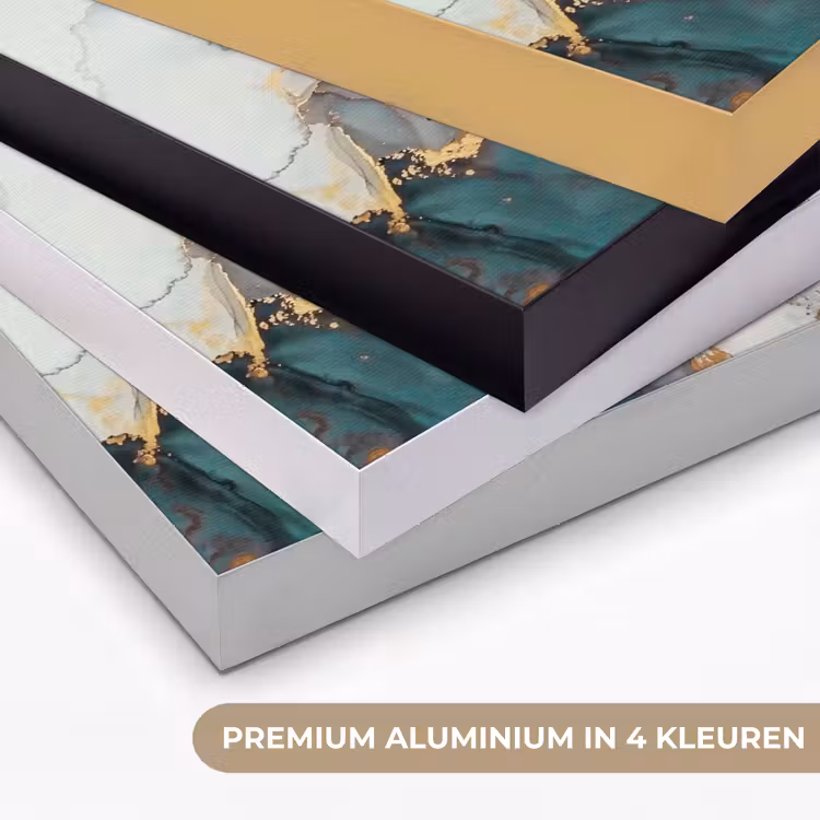 Blauw - Marmer - Goud Textielframe zwart klein -USP_kleurenNL