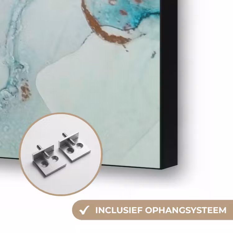 Blauw - Marmer - Goud Textielframe zwart klein -USP_ophangsysteemNL