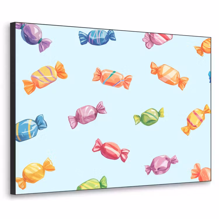 Blauw - Patroon - Snoep Textielframe zwart klein -3d
