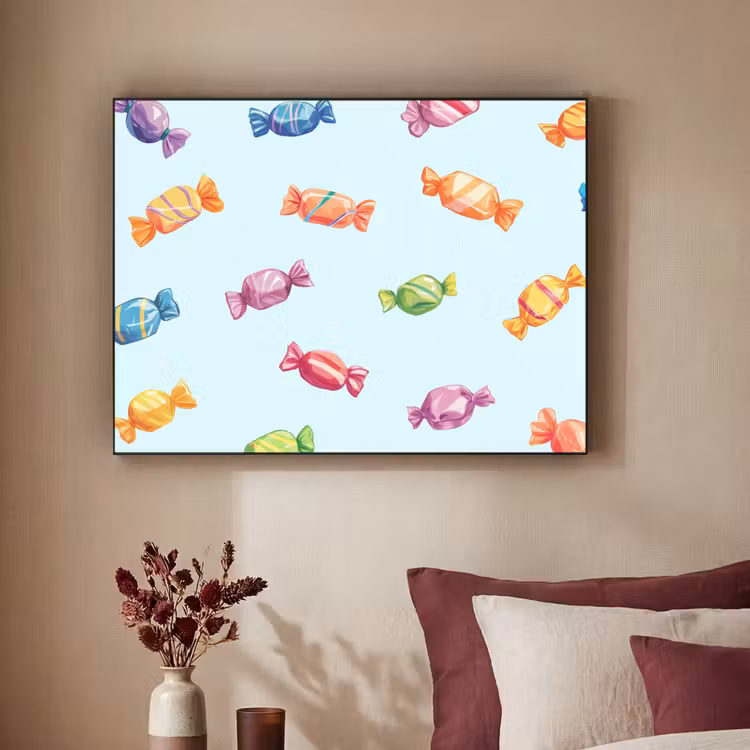 Blauw - Patroon - Snoep Textielframe - compleet frame klein -sfeer1