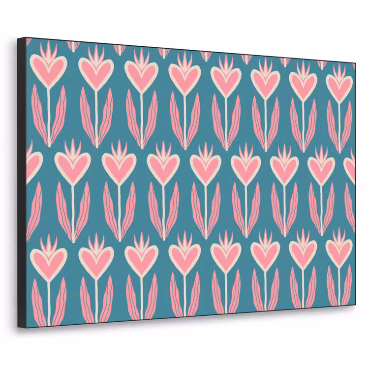 Blauw - Retro - Patroon - Hartjes Textielframe - compleet frame klein 947 -3d