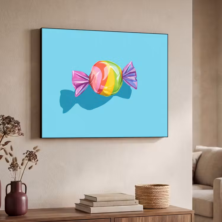 Blauw - Snoep - Regenboog Textielframe - compleet frame klein -sfeer3