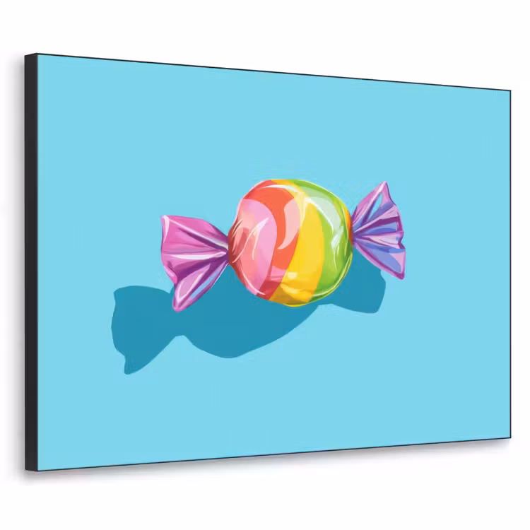 Blauw - Snoep - Regenboog Textielframe zwart klein -3d