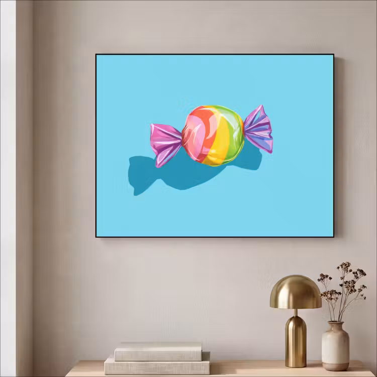Blauw - Snoep - Regenboog Textielframe - compleet frame klein -sfeer2