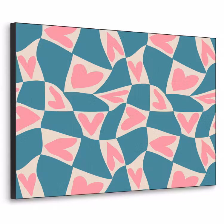 Blauw - Vlakken - Patroon - Hartjes Textielframe - compleet frame klein 947 -3d