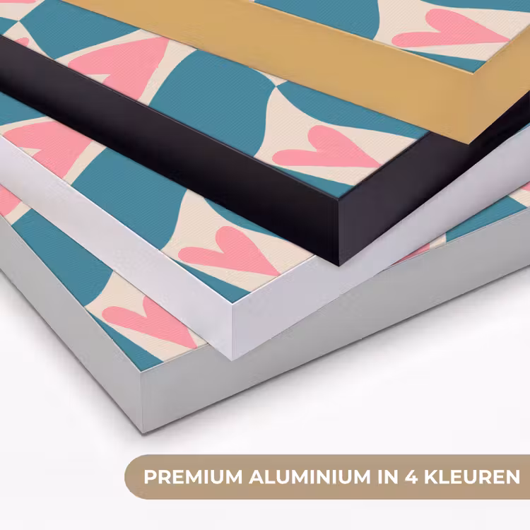 Blauw - Vlakken - Patroon - Hartjes Textielframe zwart klein 947 -USP_kleurenNL