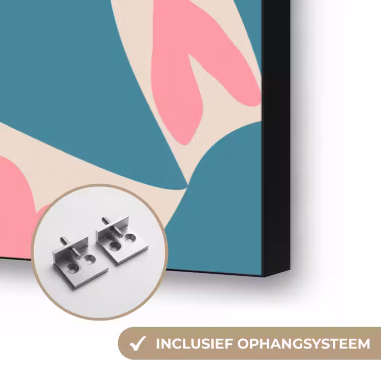 Blauw - Vlakken - Patroon - Hartjes Textielframe zwart klein 947 -USP_ophangsysteemNL