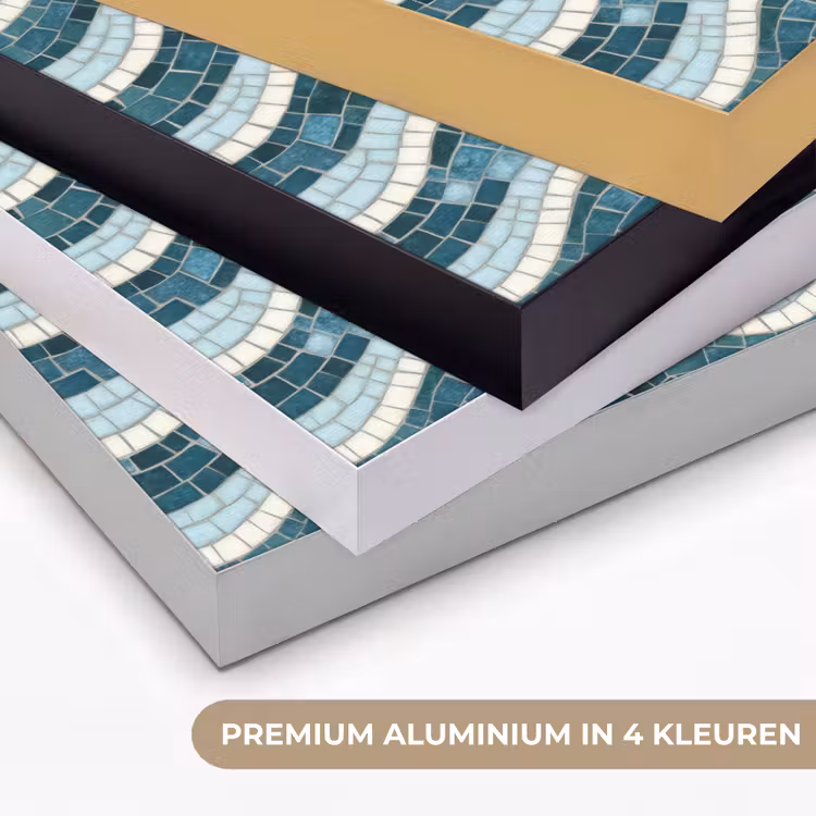Blauw - Wit - Mozaïek - Golvend Textielframe zwart klein 947 -USP_kleurenNL