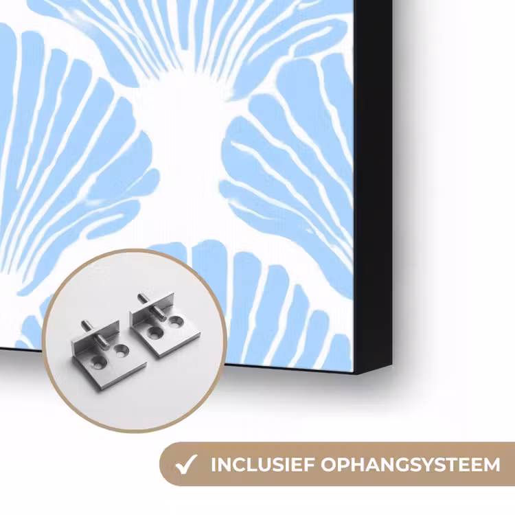 Blauw - Wit - Schelpen - Grafisch - Structuur Textielframe zwart klein 947 -USP_ophangsysteemNL