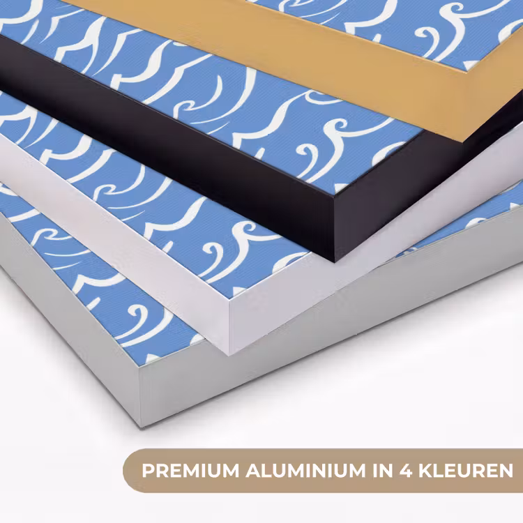 Blauw - Wit - Simpel - Getekend - Golven Textielframe zwart klein 947 -USP_kleurenNL
