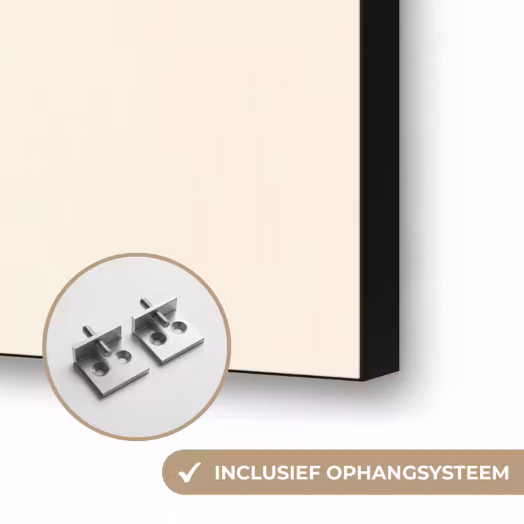 Blauwe zeester - Minimalistisch - Beige Textielframe zwart klein -USP_ophangsysteemNL