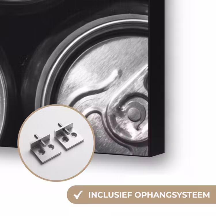 Blikjes - Aluminium - Patroon - Industrieel - Zilver Textielframe zwart klein -USP_ophangsysteemNL