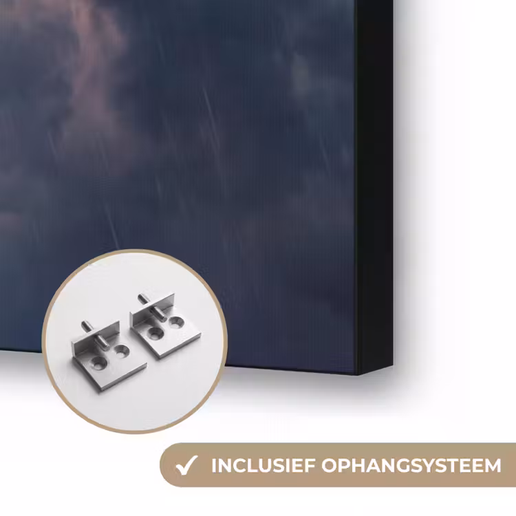 Bliksem - Storm - Natuur - Donker Textielframe zwart klein -USP_ophangsysteemNL