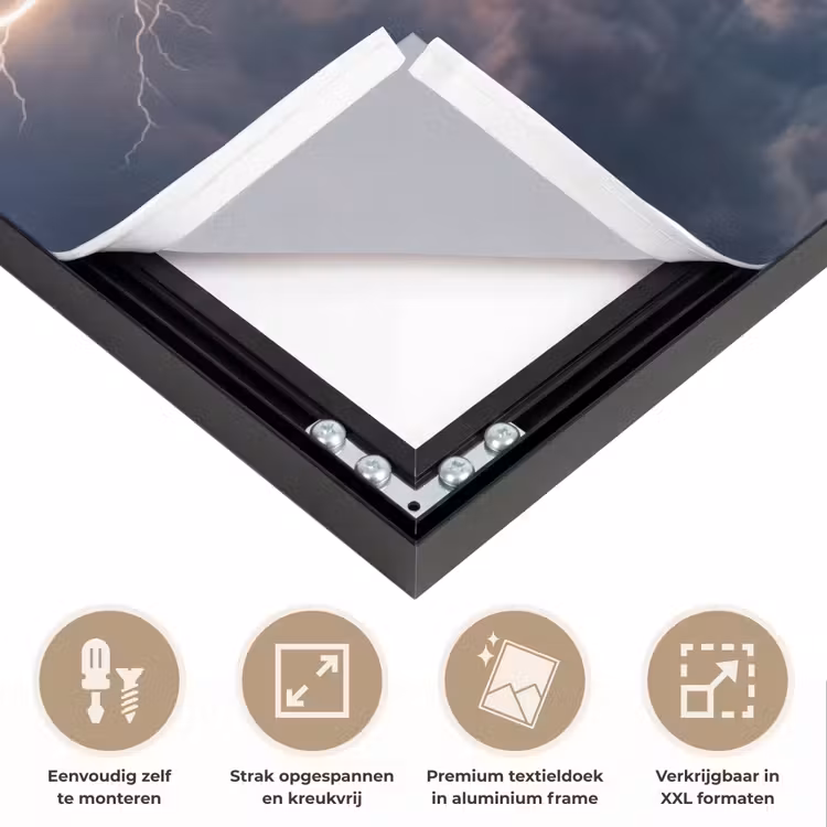 Bliksem - Storm - Natuur - Donker Textielframe zwart klein -USP_feed_closeupNL