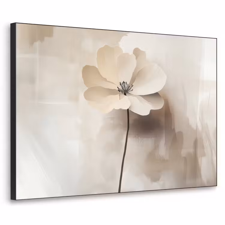 Bloem - Beige - Verf - Schaduw Textielframe zwart klein -3d