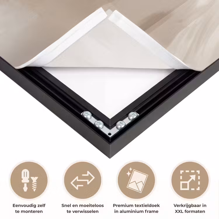 Bloem - Beige - Verf - Schaduw Textielframe zwart klein -USP_closeupNL