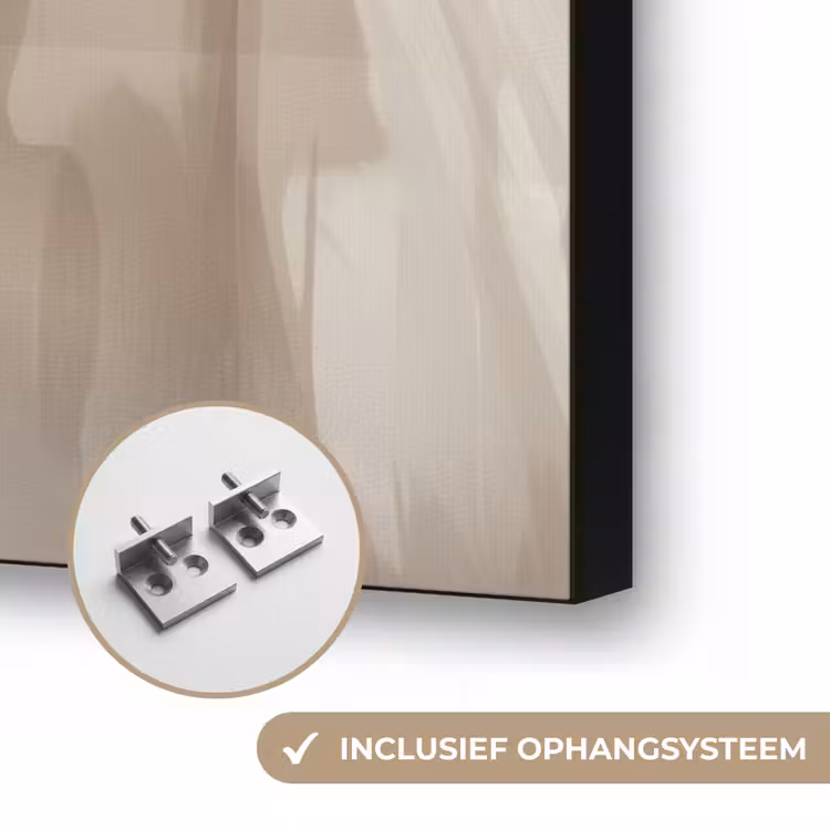 Bloem - Beige - Verf - Schaduw Textielframe zwart klein -USP_ophangsysteemNL