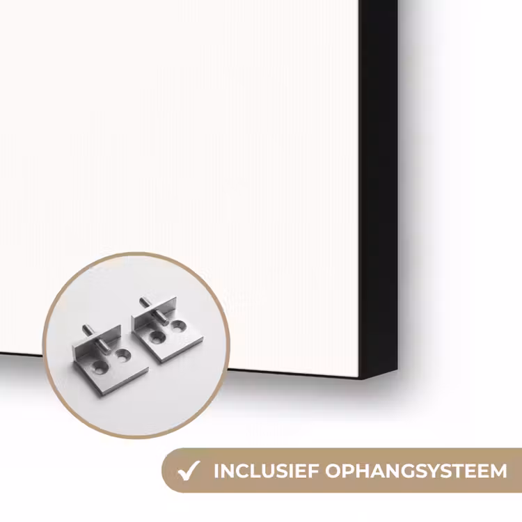 Bloem - Blaadjes - Minimalistisch - Blauw Textielframe zwart klein -USP_ophangsysteemNL
