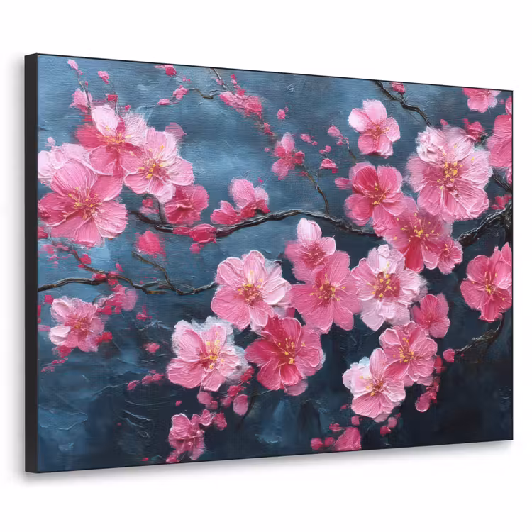 Bloem - Bloesems - Roze - Abstract Textielframe - compleet frame klein -3d