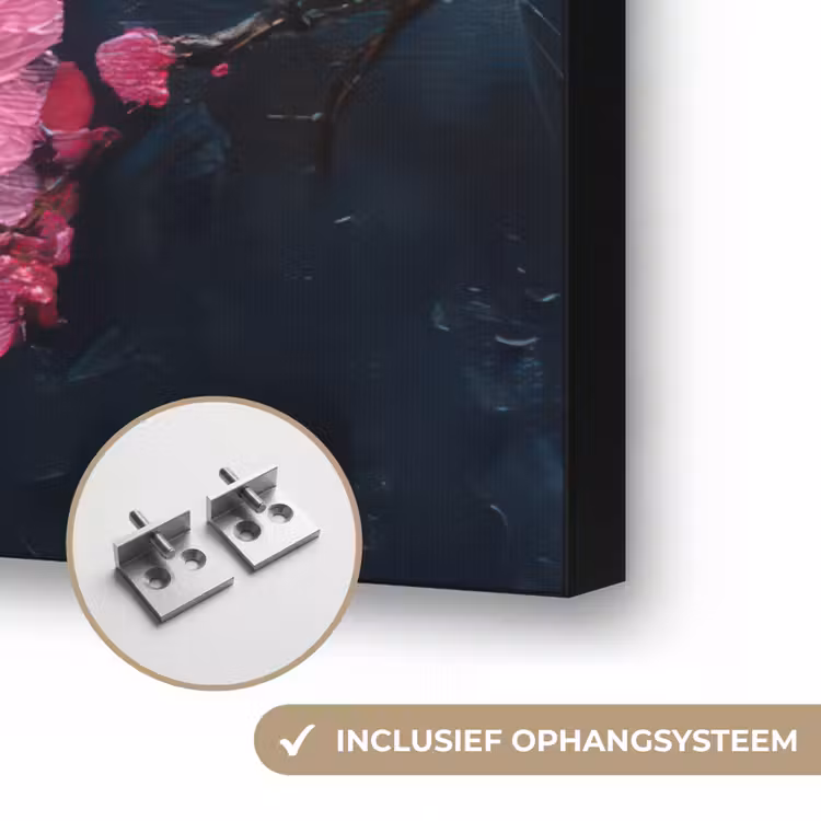 Bloem - Bloesems - Roze - Abstract Textielframe zwart klein -USP_ophangsysteemNL