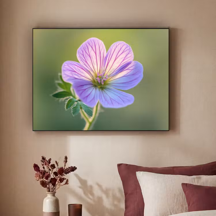 Bloem - Close up - Paars Textielframe - compleet frame klein -sfeer1