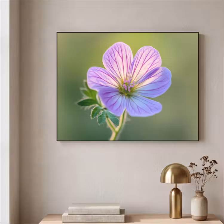 Bloem - Close up - Paars Textielframe zwart klein -sfeer2